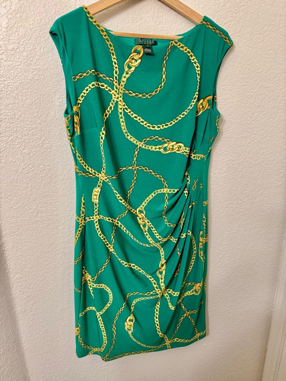 Lauren Ralph Lauren Emerald Green Chain-Print Midi Dress